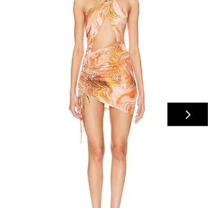 REVOLVE Orange Swirl Mini Dress